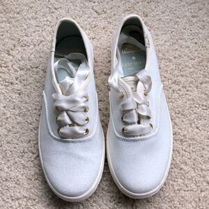 Keds for Kate spade white glitter sneakers